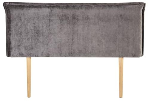 Kopfteil ELORE mit Holzbeinen 140 cm für Doppelbetten in Grau - gepolstertes Bettkopfteil mit hochwertigem Chenille Stoff, Headboard