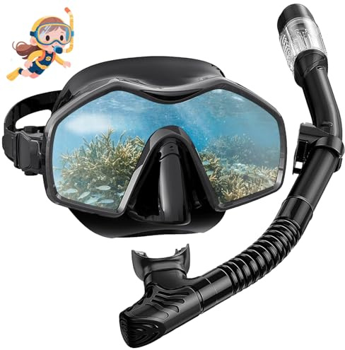 Maschera Subacquea Adulti, Maschera Snorkeling Adulto con Boccaglio, Maschera Subacquea per Adulti, Maschera per Immersioni, Maschera e Boccaglio Snorkeling, per Immersioni, Apnea e Snorkeling (A)