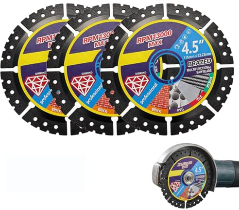 Diamond Multi-Purpose Saw Blades 115mm/4.5, Cutting Disc for Lozlin | 1.2mm Ultra Thin Angle Grinder Discs for Dry/Wet Cutting Tiles Concrete Steel Marble PVC Wood