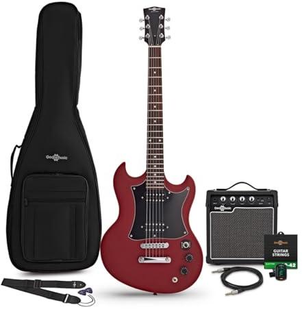 Brooklyn Electric Guitar Red, 10W Guitar Amp & Accessory Pack