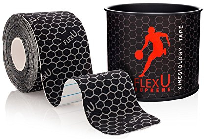 FLEXU Kinesiology Tape: Vorgeschnittene Einzelrolle, fortgeschrittene Stärke und Flexibilität, langanhaltende therapeutische Erholung, Sporttape (Schwarz).