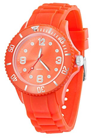 Taffstyle Farbige Sportuhr Armbanduhr Silikon Sport Watch Damen Herren Kinder Analog Quarz Uhr 34mm Melone