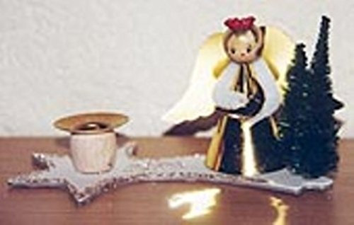 Kerzenhalter Weihnachtsengel Engel Komet Tanne Retro Design Kunststoff Pappe 16 x 9 cm