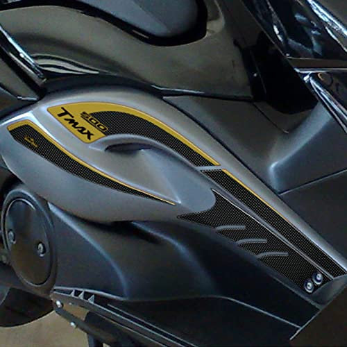 Resin Bike Adesivi Scooter compatibile con Yamaha Tmax 500 e 530 2008-2011. Protezioni Laterali Boomerang da Urti e Graffi. Adesivi 3D Resinati - Effetto Carbonio e Oro