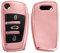 kwmobile Boitier Clef Voiture Compatible avec Audi Clé 3-Touches - Coque en Silicone de Clef de Voiture - Étui de Protection Or rosé Haute Brillance