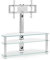 MMT Furniture Designs Ltd TV Stand with Mount, Cler Glass Cabinet Tall Unit - TV Console Unit with Open 3 Shelf Storage, Swivel Bracket, 600 x 400 Vesa, for up to 55 TV's