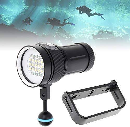 SecurityIng Scuba Diving Video Torch with White UV Red Light, 120 Degrees Wide Beam Angle Underwater Photography Fluorescence Dive Flashlight + Ball Joint + Handle(Battery Not Included)
