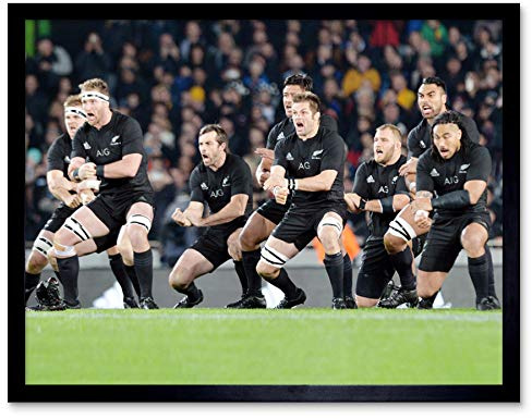 Artery8 New Zealand Rugby Legends World Cup Haka Photo Art Print Framed Poster Wall Decor 12x16 inch