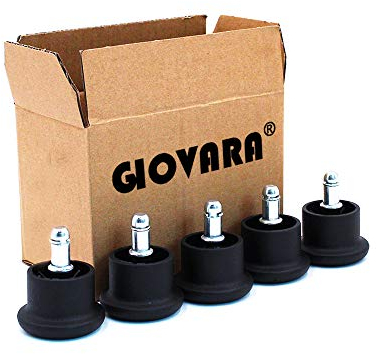 Giovara 5 Roulettes Chaise de Bureau,rechange pour chaise de bureau, tige de 11 mm x 22 mm, diamètre de 50 mm (Noir)
