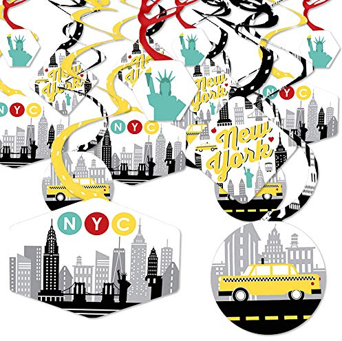 Big Dot of Happiness NYC Cityscape – New York City Party-Dekoration zum Aufhängen – Party-Deko-Wirbel – Set mit 40 Stück