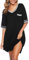 Vlazom Women's Nightgown V Neck Sleep Shirt Oversized Nightdress Short Sleeve Casual Loungewear Sleepwear Black, L