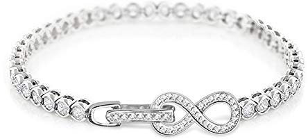 GNOCE Damen Tennisarmband silber 925 mit Zirkonia Steinen Unendliche Liebe Tennisarmband Armband mit Unendlichkeitszeichen Verschluss Modeschmuck für Frau Freundin Mädchen (18)