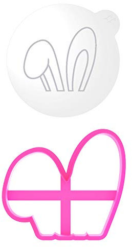 LissieLou Mini Floppy Bunny Ears Cookie Cutter and Embosser Easter Icing Stamp Fondant Embosser - Clear