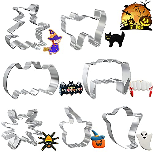 Halloween Stampi per Biscotti, 7pcs Set di Formine per Biscotti di Halloween, Halloween Formine per Biscotti in Acciaio Inossidabile per Decorazione Torta Halloween Formine