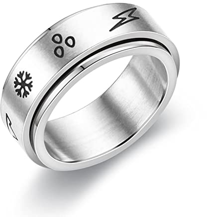 Aotiwe Herren Edelstahlring Schmal, Geschenk Personalisiert Freund 8Mm Drehbarer Blitz Silber 54 (17.2)