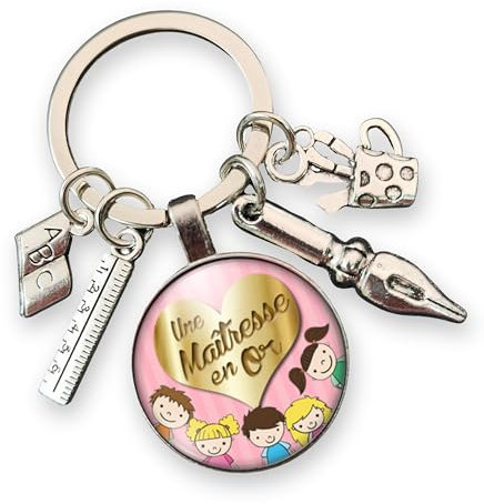 cadeau maîtresse école - porte clés maitresse breloques « une maîtresse en or » cadeau de fin d'année scolaire - marque pages enseignante - institutrice - professeur - fait main - création