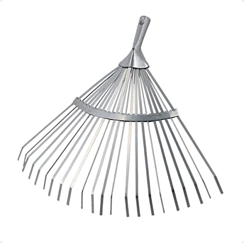 Laubbesen feststehend 46 cm - Laubrechen aus Stahl ohne Stiel | Fächerbesen pulverbeschichtet mit 22 Stahlzinken für Laub und Gras - Laubharke für diverse Gartenabfälle
