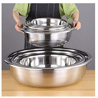 ZXGYFD Pots and Bowls 9 Piece Sets, Mixing Bowls, Cooking Baking Barbecue Serving Trays, 304 Stainless Steel Stacking Storage Cookware
