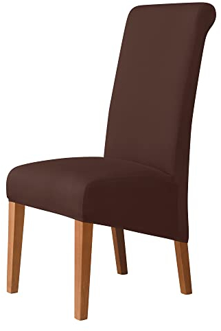 Kozuoan XL-Stuhlhussen für Esszimmerstühle, Spandex, abnehmbar und waschbar, Braun, 6 Stück