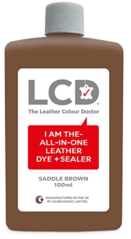 LCD All-in-One Leather dye & Sealer - Repair & Restore Paint, Permanent Colour for Sofas, Shoes, Handbags, Clothing, self Sealing 100ml by The Leather Colour Doctor (Saddle Brown)