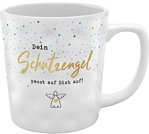 GRUSS & CO Tasse mit Motivdruck Schutzengel | Strukturtasse, Steinzeug, 37 cl, mehrfarbig | Geschenk Freunde | 48459