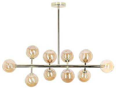 Beliani Lámpara de techo de metal dorado 68 cm cristal colgante 10 luces Ramis