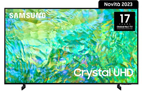 Samsung TV UE55CU8070UXZT Crystal UHD 4K, Smart TV 55 Processore Crystal 4K, HDR, Adaptive Sound, AirSlim Design, Integrato con Bixby e Alexa compatibile con Google Assistant, Black 2023