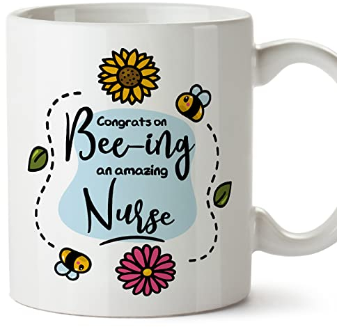 MUGFFINS Tazas para ENFERMERA - En Inglés - Thanks For Beeing Amazing - 11 oz / 330 ml - Regalo original y divertido