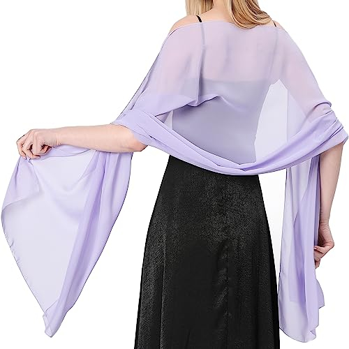 lifwimner Chiffon Shawls and Wraps for Women 200 * 70 CM Lightweight Long Sheer Scarfs Headscarf for Wedding Party Evening Dresses(LightPurple)