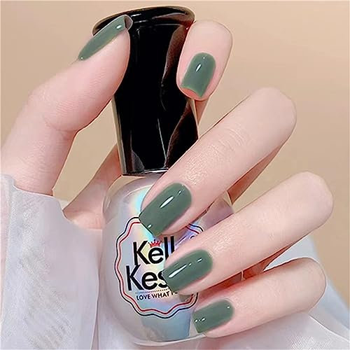 24pcs Forest Green Color Color Fake Nail Medium Square Press on Nails Tips for Women and Girls Nail Art Manicure Decoratio