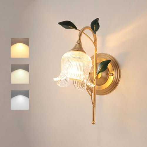 KZT LED Innen Wandlampe 9W Dimmbar Wandleuchte Moderne Nachttischlampe Schlafzimmer Innenbeleuchtung Blume Wandlicht für Wohnzimmer Arbeitszimmer Kinderzimmer Korridor Dekorative Wandbeleuchtung