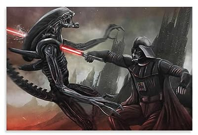 Xenomorph-Poster, Motiv: Darth Vader gegen Aliens, dekoratives Gemälde, Leinwand, Wandkunst, Wohnzimmer, Poster, Schlafzimmer, 30 x 45 cm