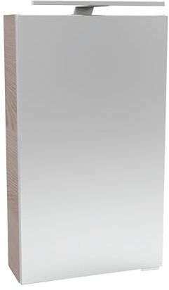 FACKELMANN B.CLEVER Spiegelschrank mit LED-Beleuchtung – Alibertschrank für Bad und Gäste-WC (40 x 68 x 15,3 cm) – SBC Badschrank mit Spiegel in Holz Braun – Tür Links