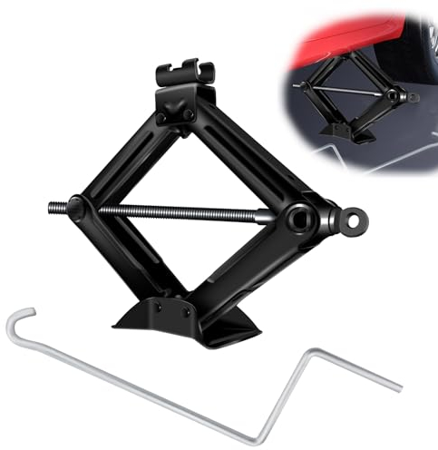 Scherenwagenheber 2t, mit Ratsche Schlüsse, Maximale Höhe 385MM, Universaler Wagenheber Auto mit Geschwindigkeit Griff,Schnell und arbeitssparend，Reifenhebewerkzeug Für PKW/SUV/MPV(2000kg)