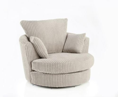 SOFA SCENE JUMBO CORD 4 SEATER 3 + 2 SWIVEL ARMCHAIR HIGH BACK AMARA DINO CROSBY AMALFI (CREAM, SWIVEL CHAIR)