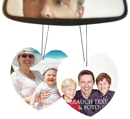 Duftbaum Auto Personalisiert,OXYEFEI Lufterfrischer Custom mit Text und Fotos,Anhänger für Auto Spiegel mit Auto Duft