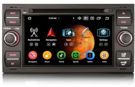 GONFEN 7 Zoll Android 13 DAB+ Autoradio Für Ford C-Max S-Max Focus Galaxy Kuga Connect Fiesta Transit GPS Navi CarPlay Android AUTO 8-Kern 4GB + 64GB DSP WiFi OBD2 DVB-T2 USB Bluetooth 5.0 DVR SWC DVD