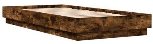 vidaXL Bettgestell, Bett für Schlafzimmer, Bettrahmen mit Lattenrost, Einzelbett Schlafzimmerbett Gästebett, Räuchereiche 90x200cm Holzwerkstoff