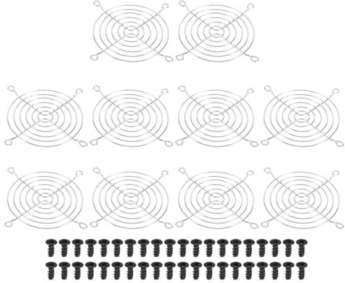 PATIKIL 92mm Fan Grill with Screws, 10 Pack Chrome Plated Iron Frame Ventilator Grill Protector Mesh Dustproof Case Cover for Computer PC, Silver Tone