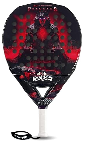 Akkeron Kovra - Pala de Padel - Modelo Predator Pro 2024 - Carbono 100% - Power Blast EVA - Forma Intermedia - Barniz Brillo - Cuerda Seguridad Ajustable - Control/Potencia - 355/370g