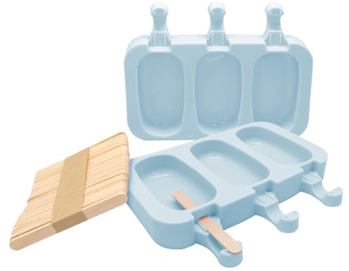 NERTHUS FIH 1299 Moldes de Silicona para Helado con 50 Palitos de Madera, Fabricado en Silicona, Dulces Caseros Fáciles y Divertidos