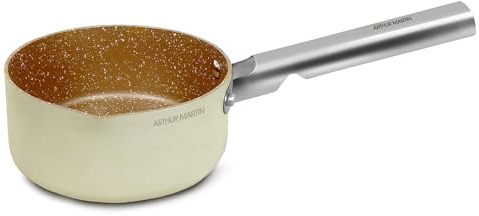 ARTHUR MARTIN, Casserole 18 cm Grand Chef, Aluminium forgé, revêtement anti adhérent, poignées et anses en acier rivet, Tous feux dont induction, Compatible Lave Vaisselle, Crème