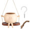 Pot balançoire, pot de fleurs suspendu, motif visage souriant, collier de perles pour plantes, design tête de pots