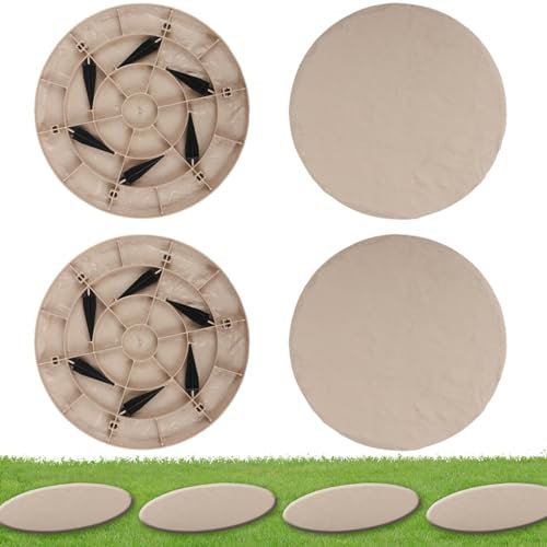 4 Stück Trittsteine Für Garten, Harz Trittplatten Für Garten, Gehwegplatten Garten Mit Erdspießen, Stepping Stones