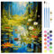 QENSPE Peinture par Numéros Paysage pour Adulte, Kit de Peinture à l'huile sur Toile Bricolage pour Adulte Débutants avec Pinceaux Peinture de Dessin de Pigment Acrylique 40x50cm (Étang)