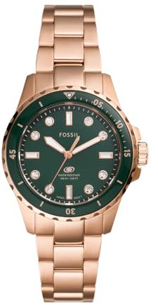 Fossil Damen Analog Quarz Uhr mit Edelstahl Armband ES5371