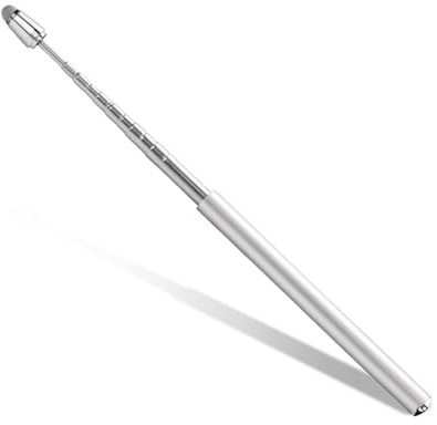 Zeigestab Ausziehbar, Silber Teleskop Lehrstab mit Touchscreen Stift, 1 Meter Whiteboard Tafel Klassenzimmer Zeiger für Lehrer Präsentationen Formate