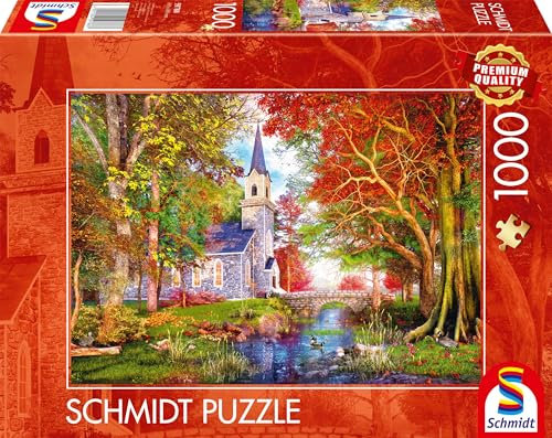 Schmidt Spiele 59788 Kapelle im Herbstzauber, 1000 Teile Puzzle