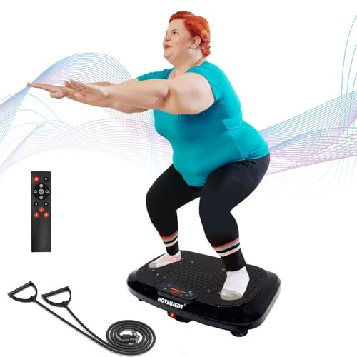 HOTSWEAT Vibration Plate Exercise Machine for Lymphatic Drainage, Power Plate Vibrating Platform, Shaker for Weight Loss, Waver Board with 120 Levels for Home Gym