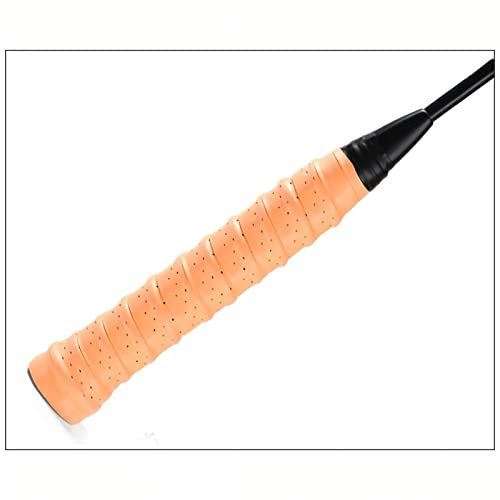Badminton Racket Overgrips, Badminton Racket Hand Glue, Anti-drop Groove Design, Thick and Comfortable Design, Sweat Prevention for Sports (Orange)